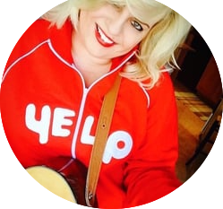 Lady in Red Yelp Shirt